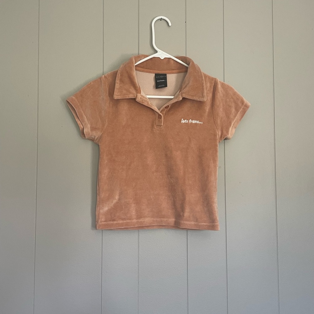 Iets Franz velour Polo Shirt-urban outfitters